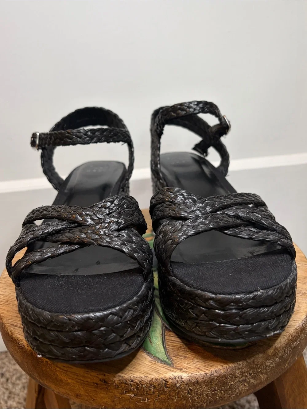 Woven Black Platform Sandals - Women’s 7.5